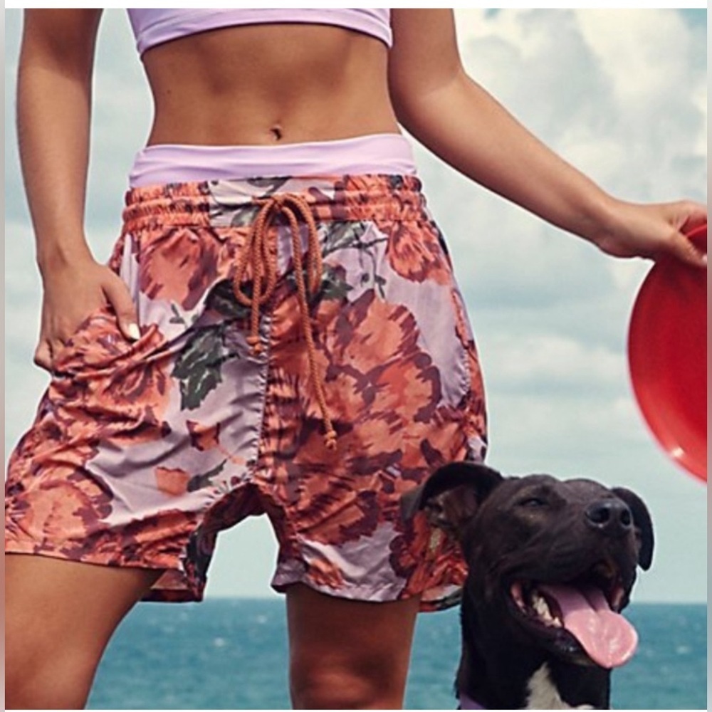 FP Movement by Free People Floral Peach and Lavender Athletic Shorts